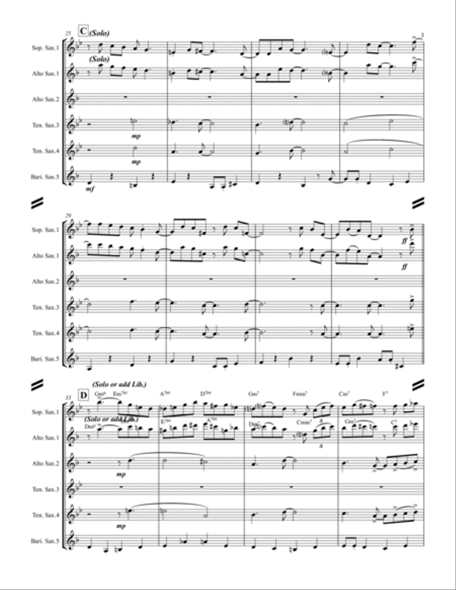 Lullaby Of Birdland Saxophone Quintet scores gallery preview page 4