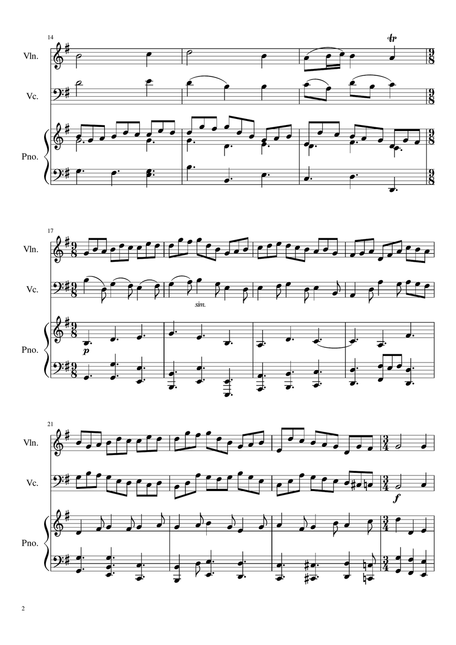 Jesu, Joy of Man's Desiring (Piano Trio) Piano Trio scores gallery preview page 2