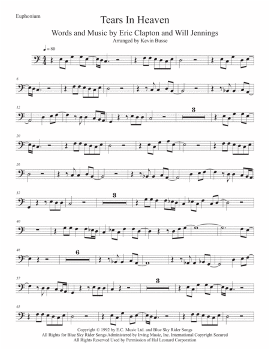 Tears In Heaven Tears In Heaven Euphonium scores gallery preview page 1