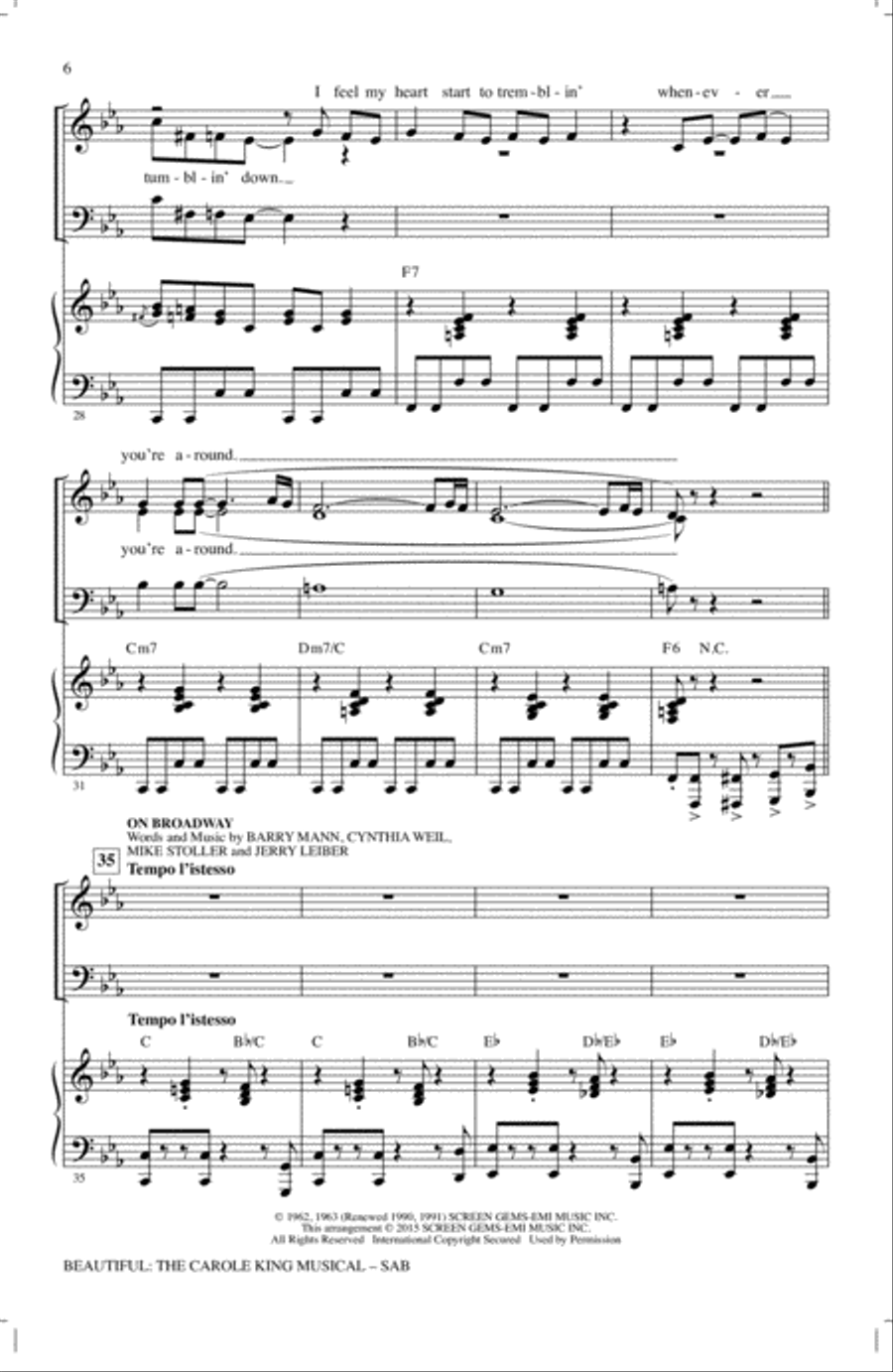 Beautiful: The Carole King Musical (Choral Selections) 3-Part scores gallery preview page 4
