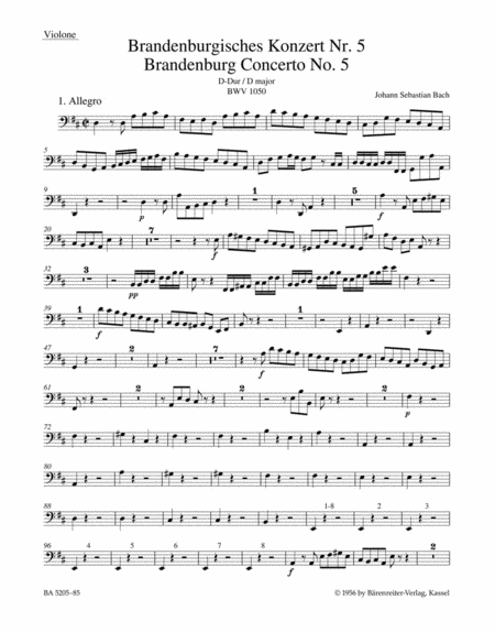 Brandenburgisches Konzert Nr. 5 und Konzert Nr. 5 "Fruhfassung" D major BWV 1050, BWV 1050a