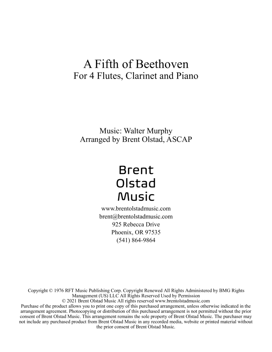A Fifth Of Beethoven Small Ensemble scores gallery preview page 1