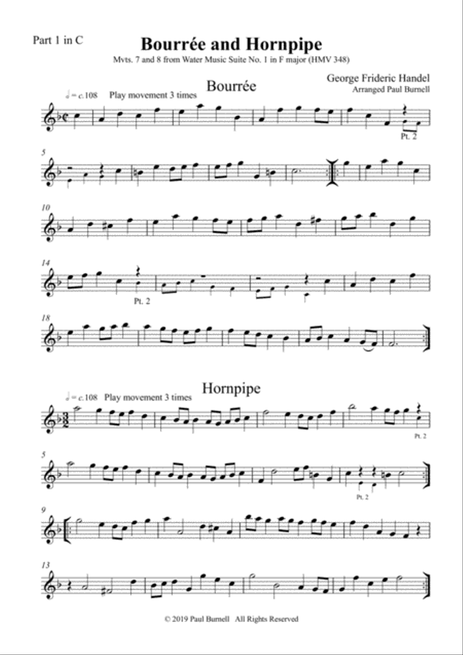 Bourrée and Hornpipe, arranged for instruments in four parts 4-Part scores gallery preview page 6