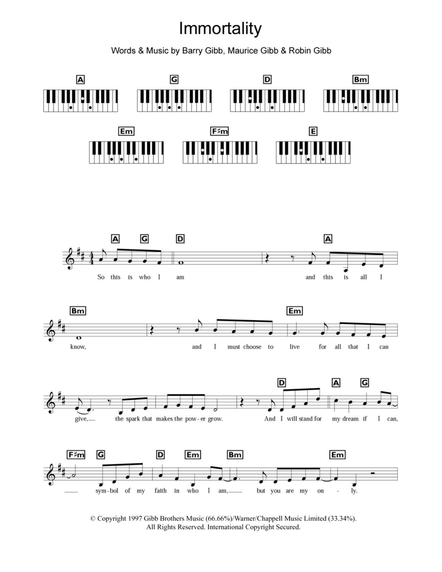Immortality Piano scores gallery preview page 1