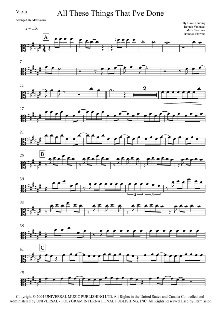 All These Things That I've Done Viola Solo scores gallery preview page 1