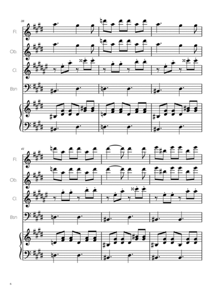 Swan Lake (theme) - Tchaikovsky - Woodwind Quartet w/ Piano Accompaniment image number null