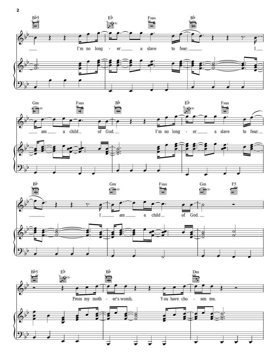 No Longer Slaves Piano, Vocal, Guitar scores gallery preview page 2
