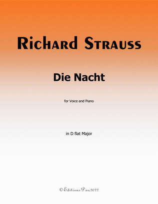 Book cover for Die Nacht, by Richard Strauss, in D flat Major