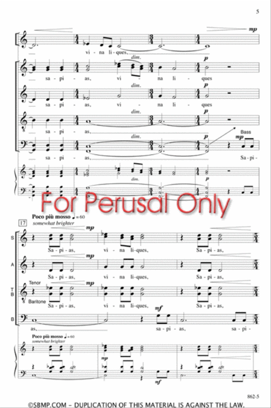 Carpe Diem - SSAATBB Octavo Choir scores gallery preview page 4
