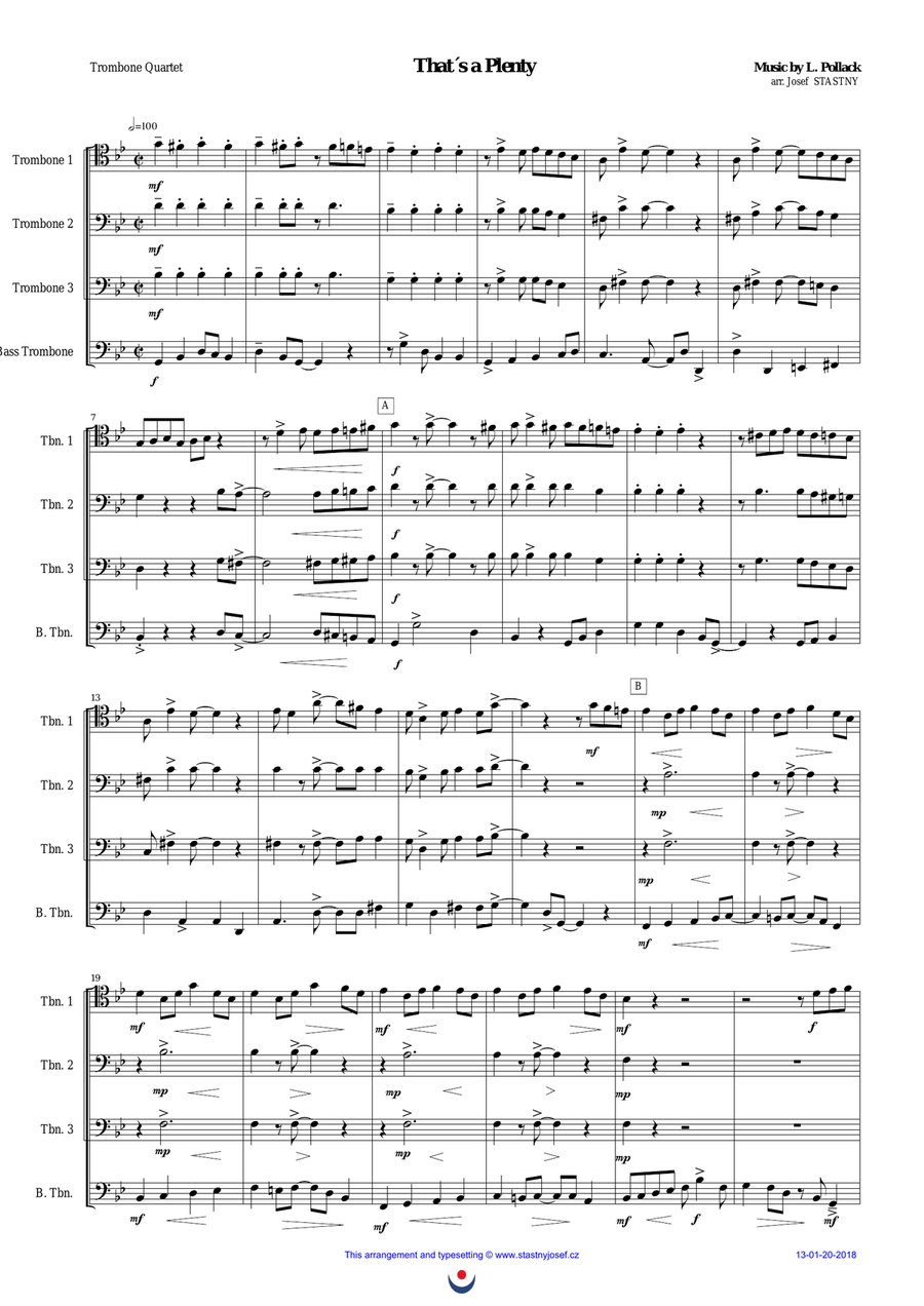 That´s a Plenty Brass Ensemble scores gallery preview page 1