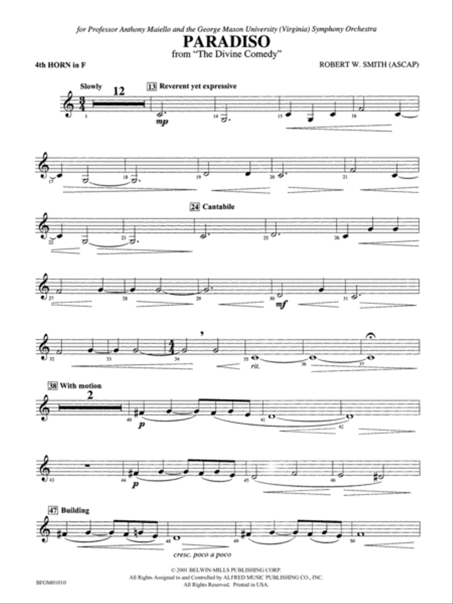 Paradiso (from The Divine Comedy): 4th F Horn Full Orchestra scores gallery preview page 1