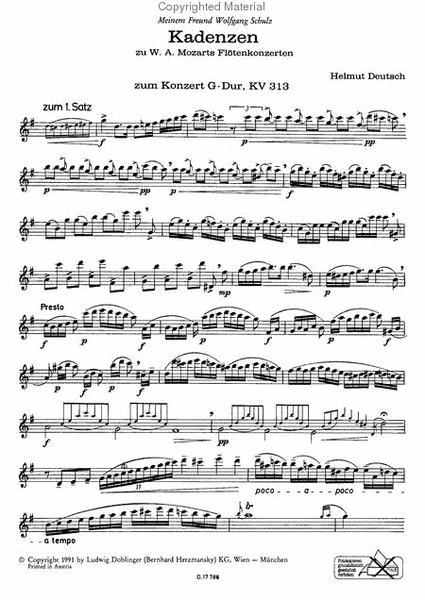 Kadenzen zu W. A. Mozarts Flotenkonzerten