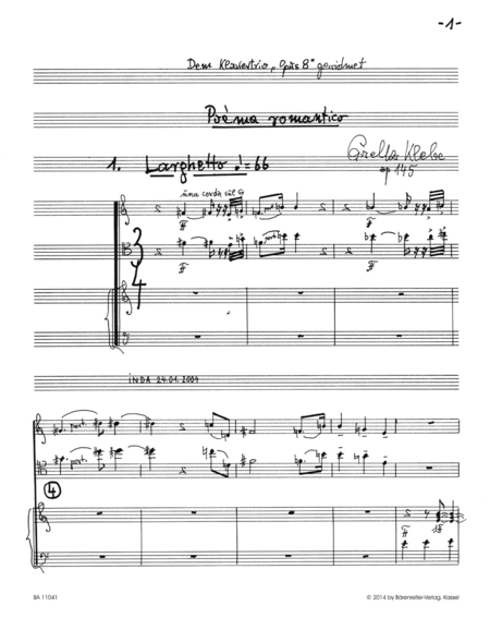 Poema romantico per Violino, Violoncello e Pianoforte op. 145