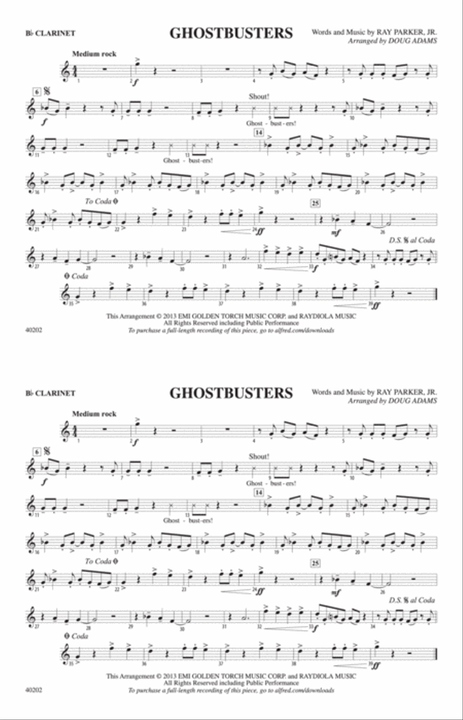 Ghostbusters: 1st B-flat Clarinet Marching Band scores gallery preview page 1