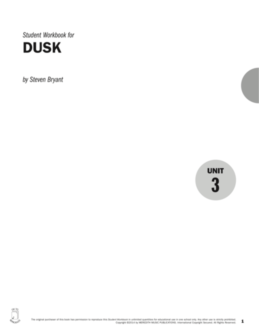 Guides to Band Masterworks, Vol. 4 - Student Workbook - Dusk Activity Books scores gallery preview page 1