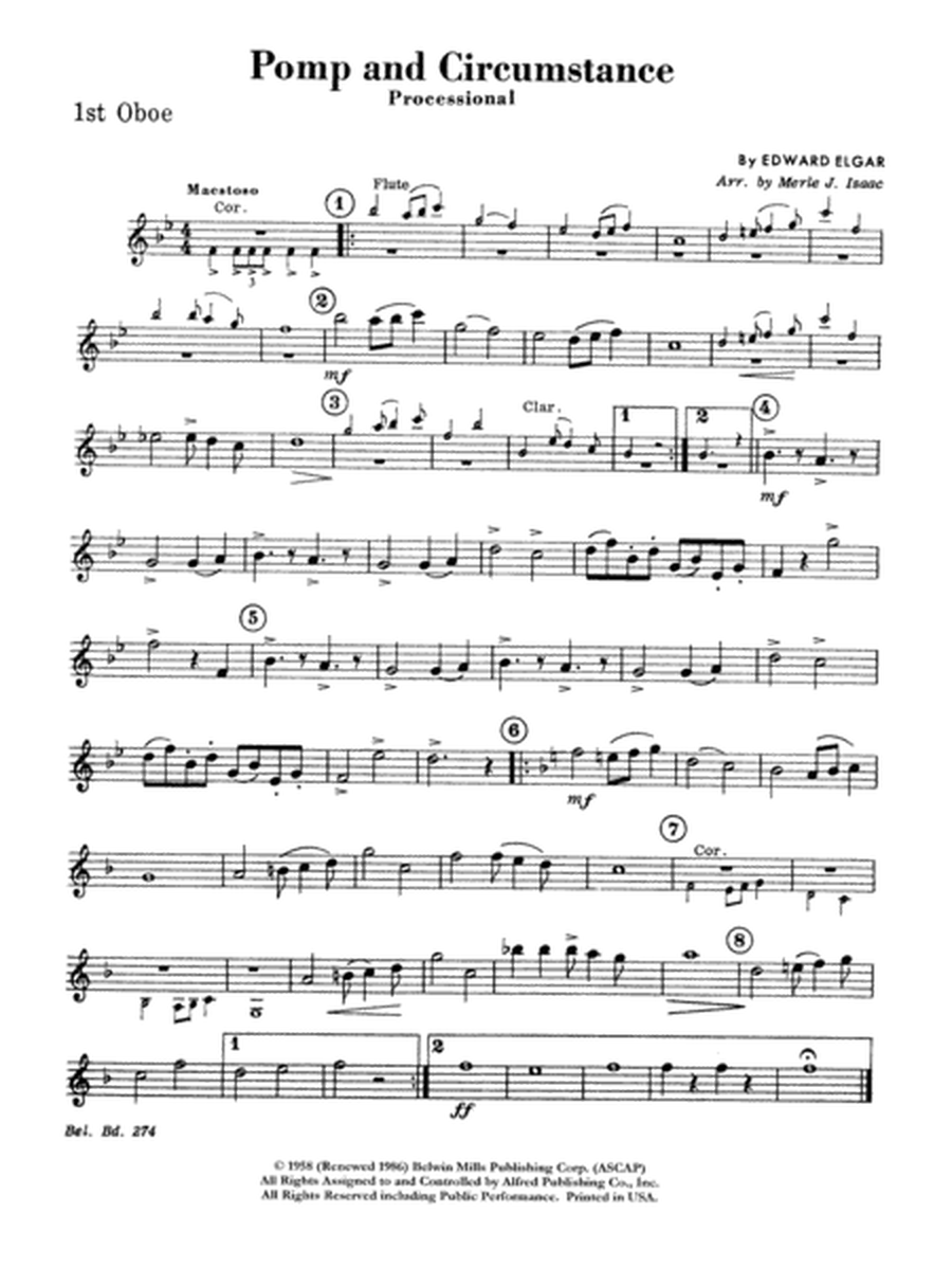 Pomp and Circumstance, Op. 39, No. 1 (Processional): Oboe