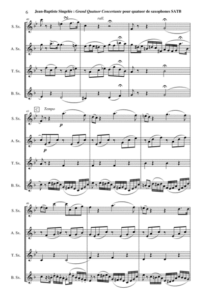 Jean-Baptiste Singelée: Grand Quatuor Concertante, opus 79 pour quatuor de saxophones SATB ou ensemb