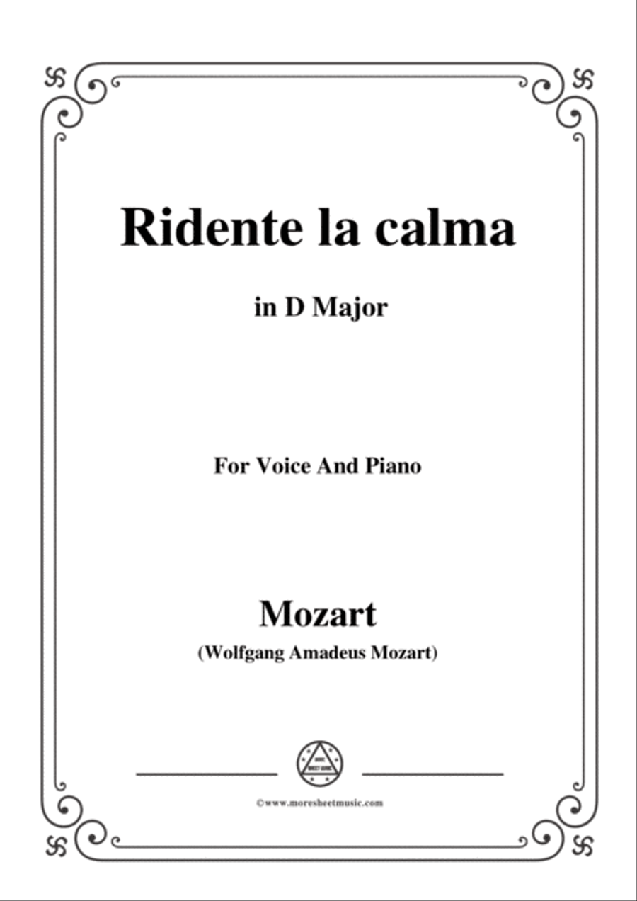 Mozart-Ridente la calma,in D Major,for Voice and Piano Voice Solo scores gallery preview page 1