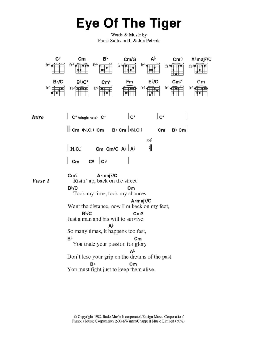 Eye Of The Tiger Eye Of The Tiger Easy Guitar scores gallery preview page 1