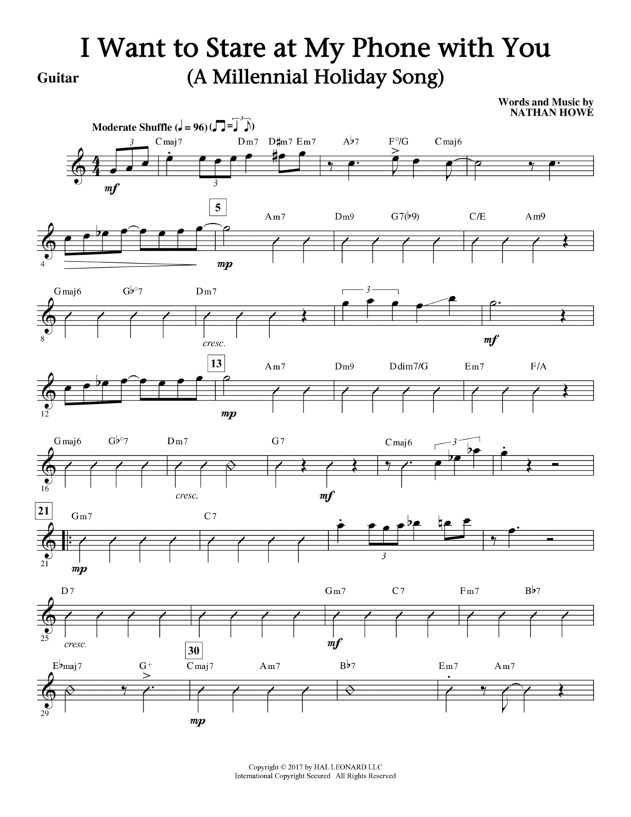 I Want To Stare At My Phone With You (a Touching Holiday Song) - Guitar Choir scores gallery preview page 1