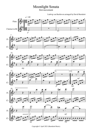 Book cover for Moonlight Sonata (1st movement) for Flute and Clarinet Duet