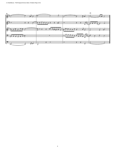 Prelude 04 from Well-Tempered Clavier, Book 1 (Conical Brass Quintet) image number null