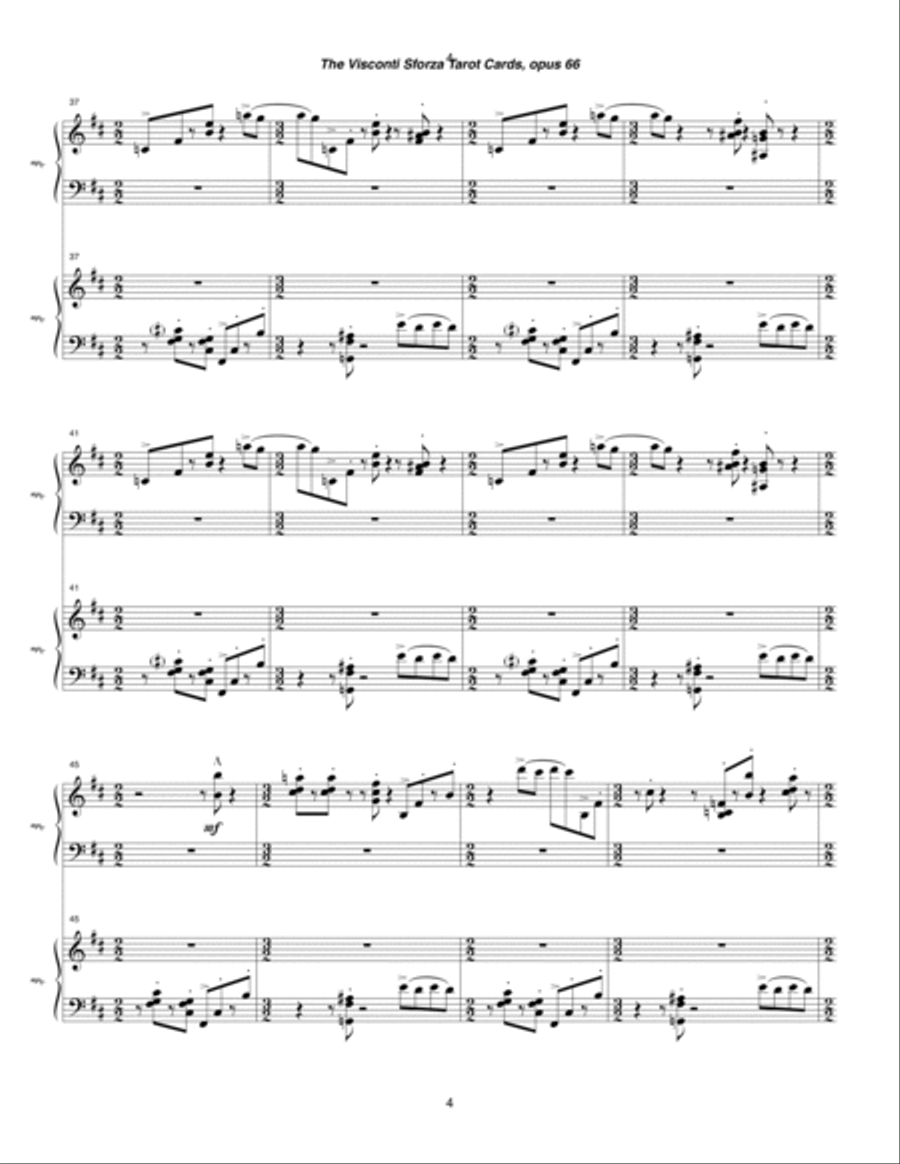 Visconti Sforza Tarot Cards, opus 66 ... Twenty Two Salon Pieces For Two Pianos (1996) 11 La Ruota d 2 Pianos, 4-Hands scores gallery preview page 4