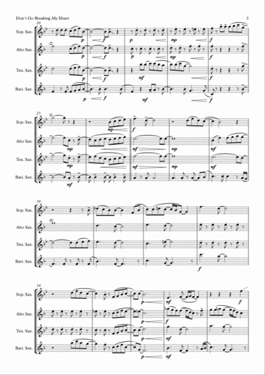 Don't Go Breaking My Heart Small Ensemble scores gallery preview page 3