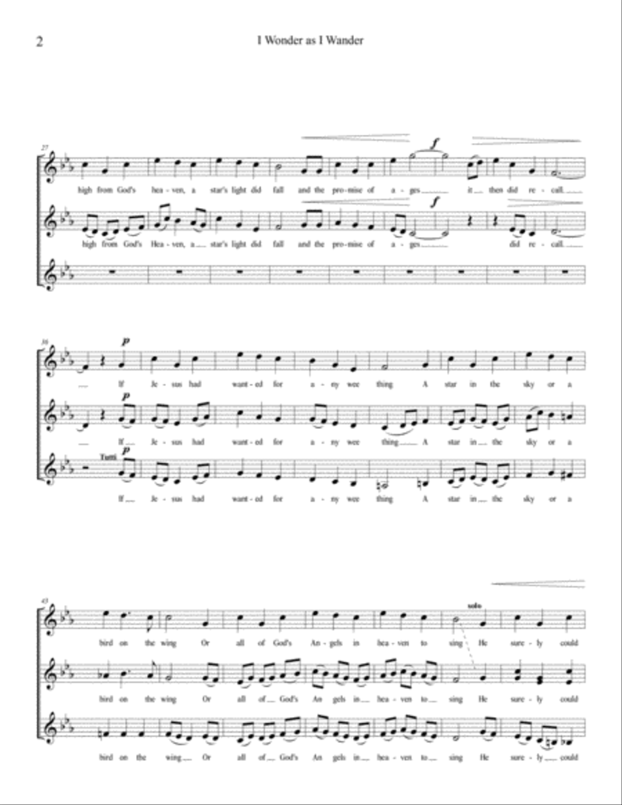 I Wonder As I Wander I Wonder As I Wander SSA scores gallery preview page 2