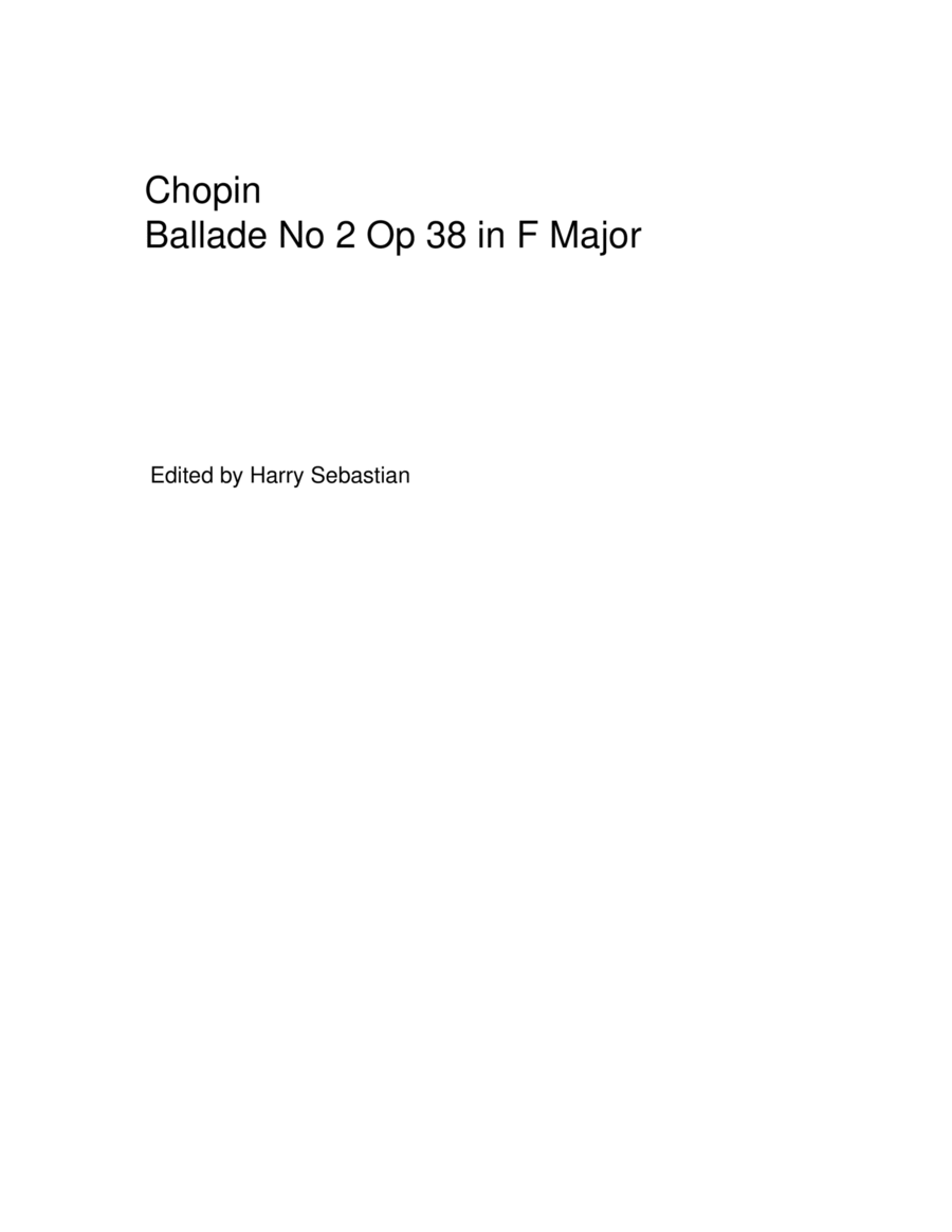 Chopin - Ballade No.2 in F major, op.38 Piano Solo scores gallery preview page 1