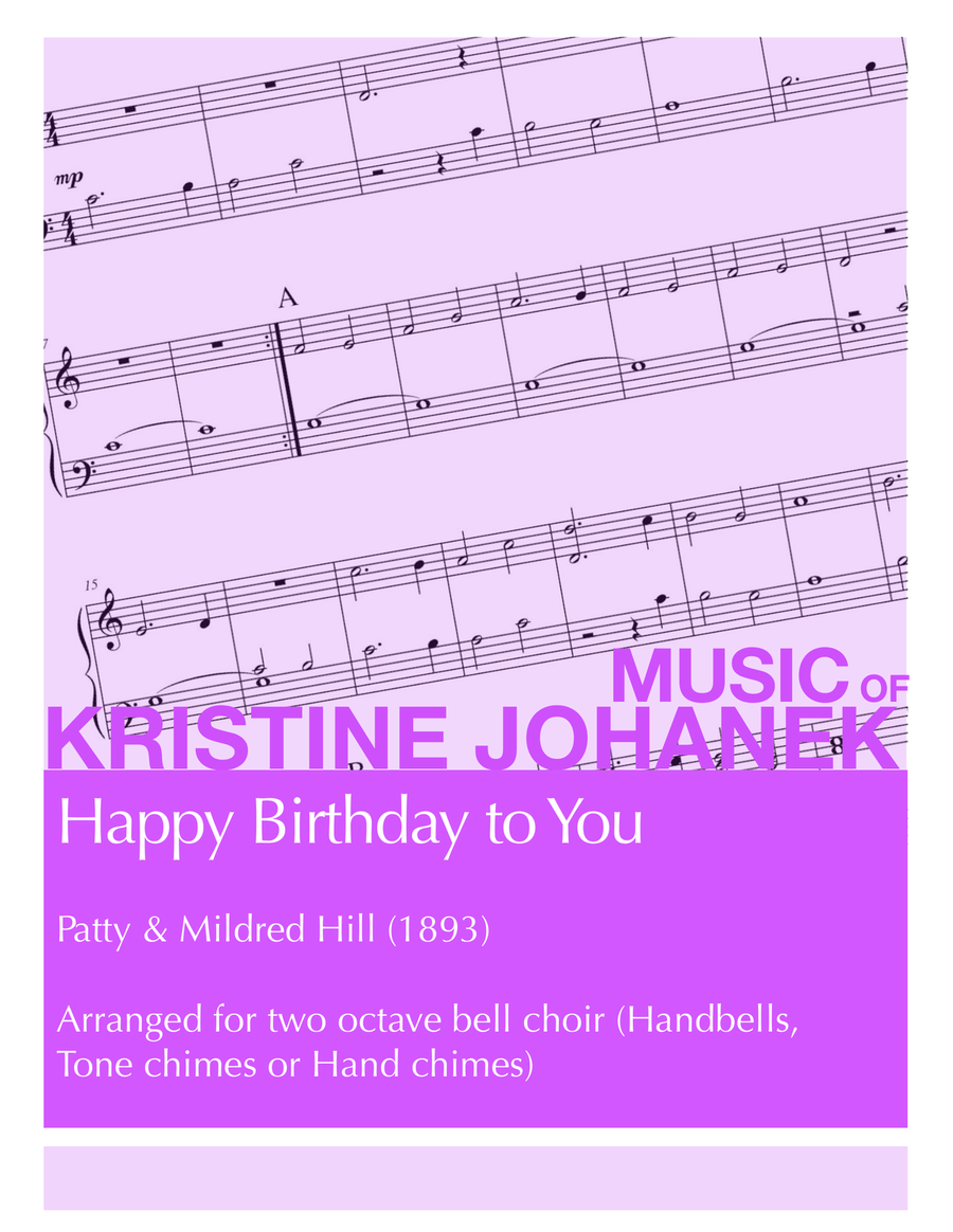 Happy Birthday to You (2 octave hand bells, tone chimes or hand chimes) Reproducible 2-Octaves scores gallery preview page 1