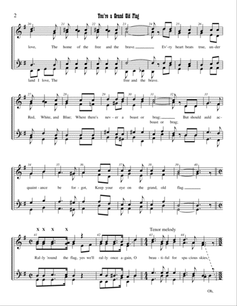 You're a Grand Old Flag A Cappella scores gallery preview page 2