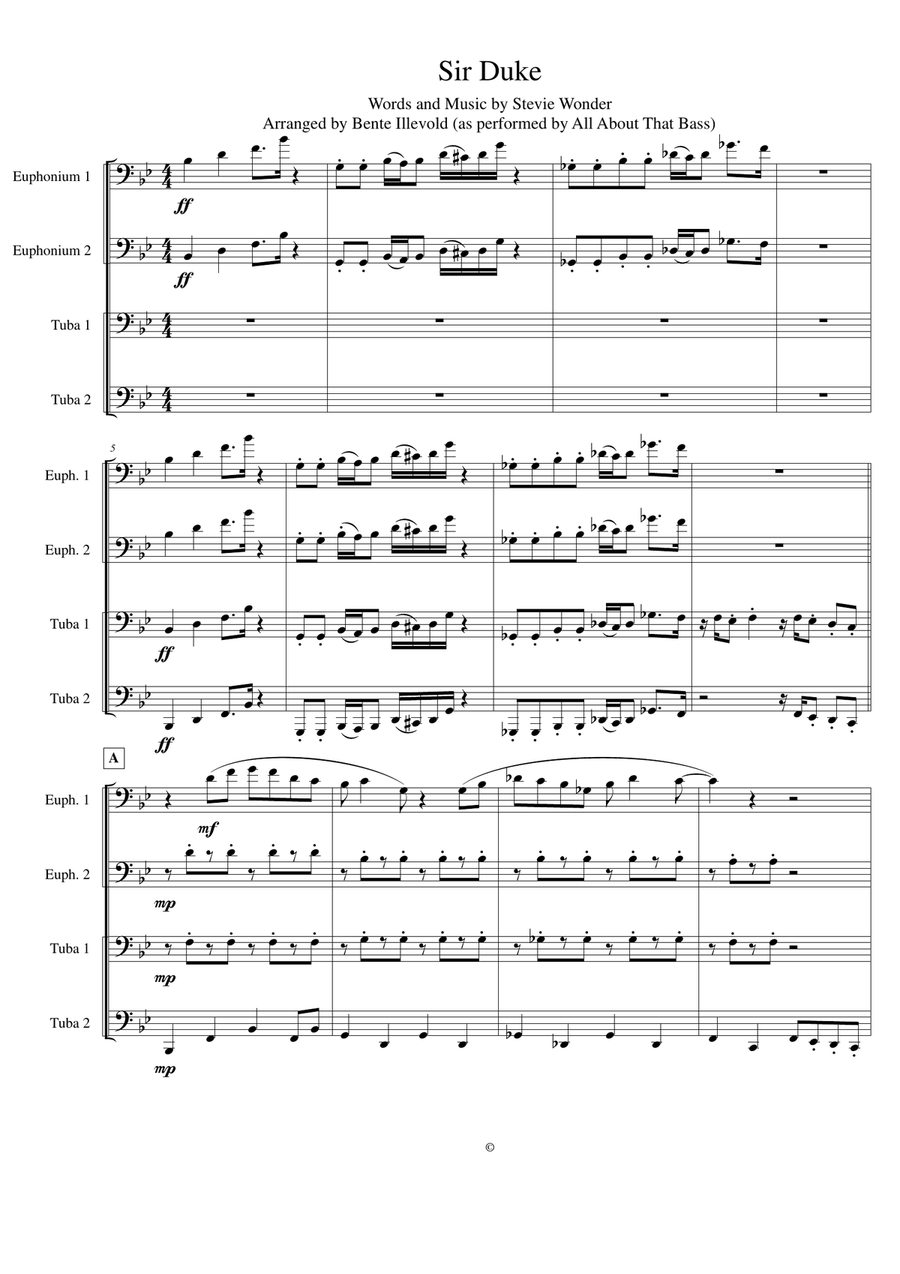 Sir Duke Brass Ensemble scores gallery preview page 1