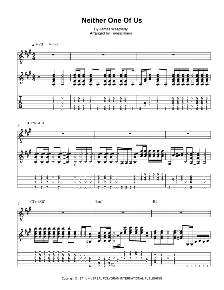Neither One Of Us Electric Guitar scores gallery preview page 1