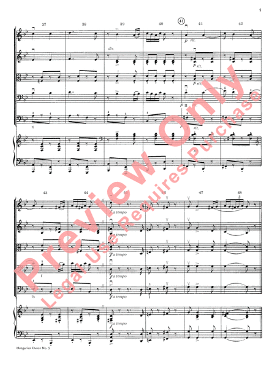 Hungarian Dance No. 5 String Orchestra scores gallery preview page 6