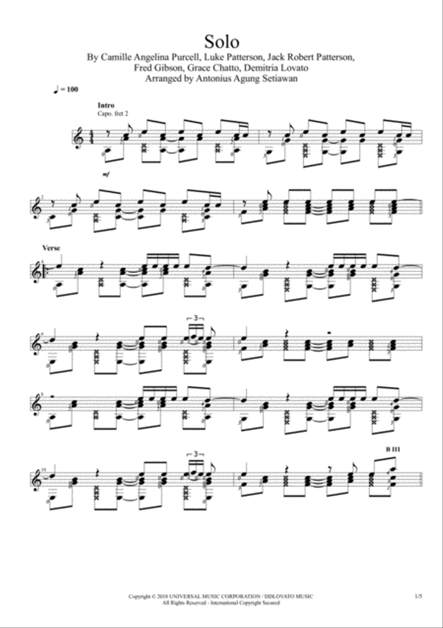 Solo (feat. Demi Lovato) Guitar Solo scores gallery preview page 1