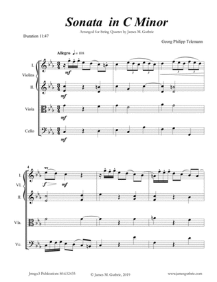 Book cover for Telemann: Sonata in C Minor for String Quartet