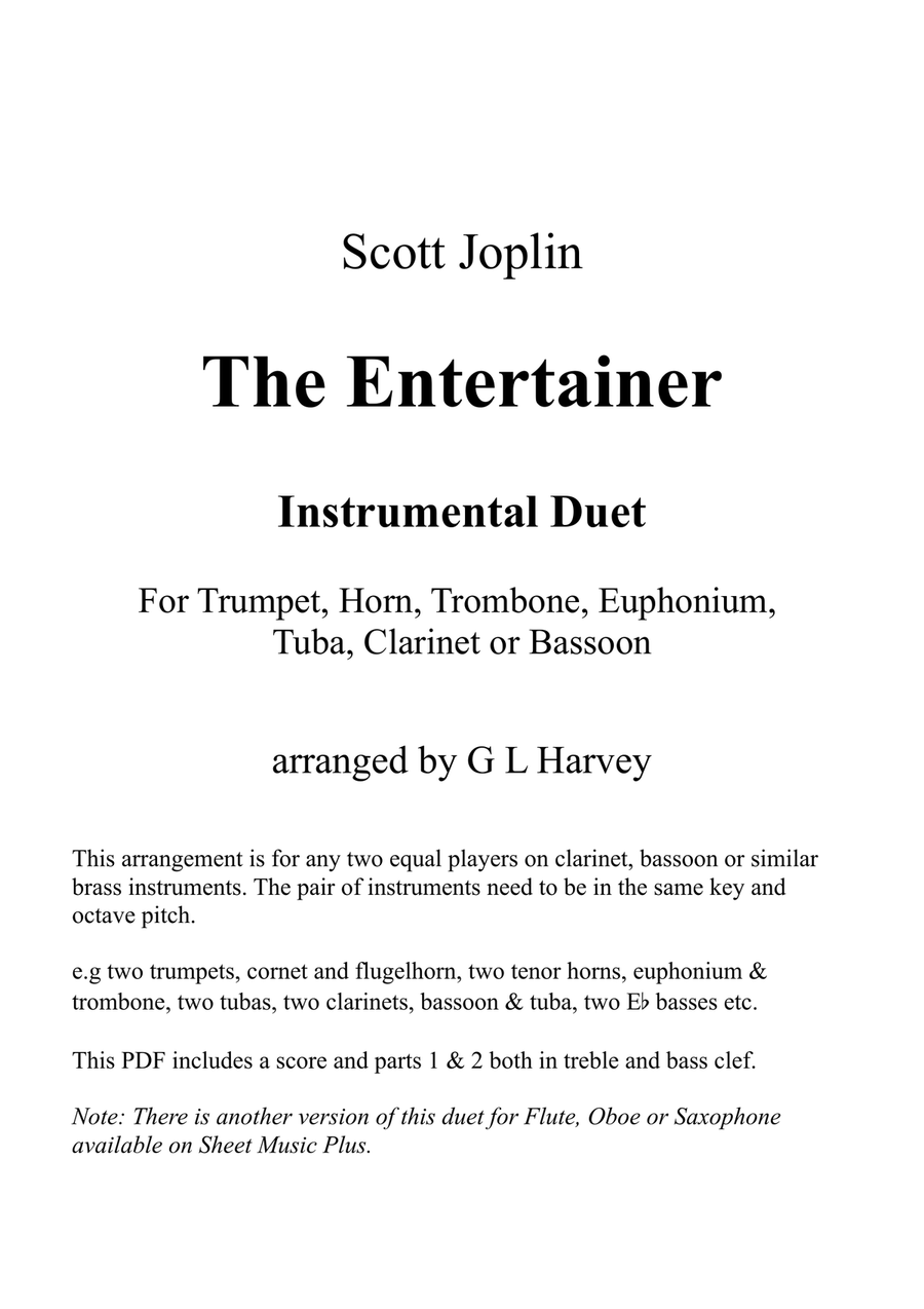The Entertainer (Brass, Clarinet or Bassoon Duet) Woodwind Duet scores gallery preview page 1