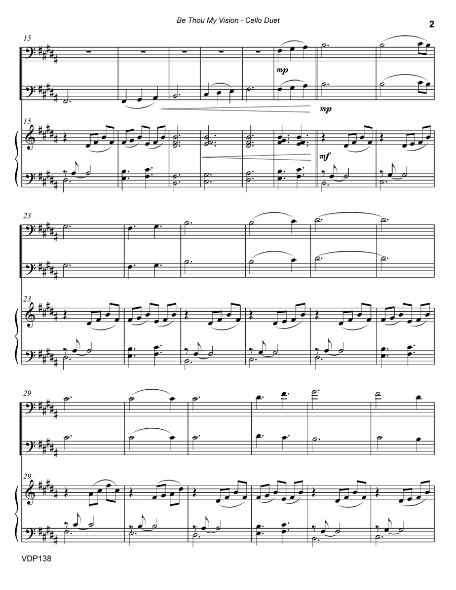 BE THOU MY VISION - CELLO DUET with Piano Accompaniment (Grade 3+) String Duet scores gallery preview page 2
