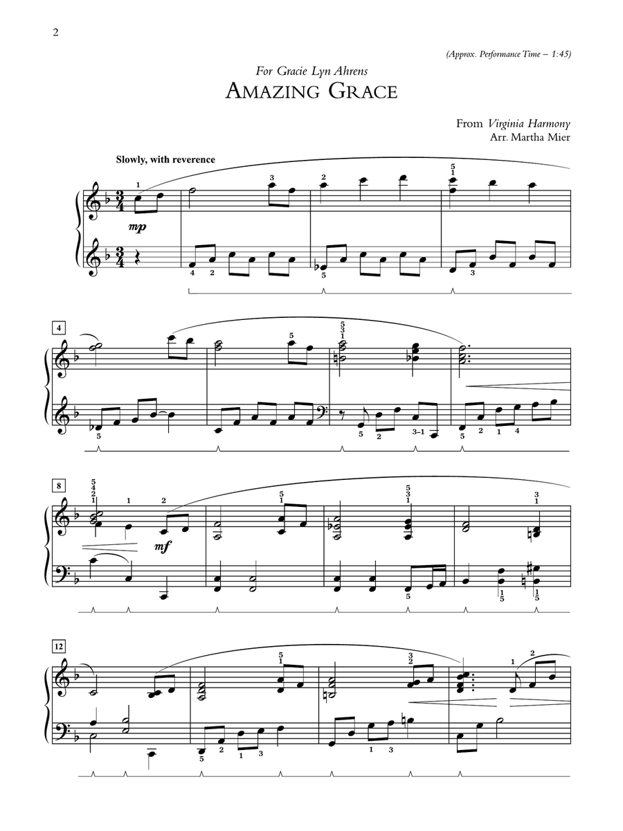 Amazing Grace - Piano Solo Piano Solo scores gallery preview page 1
