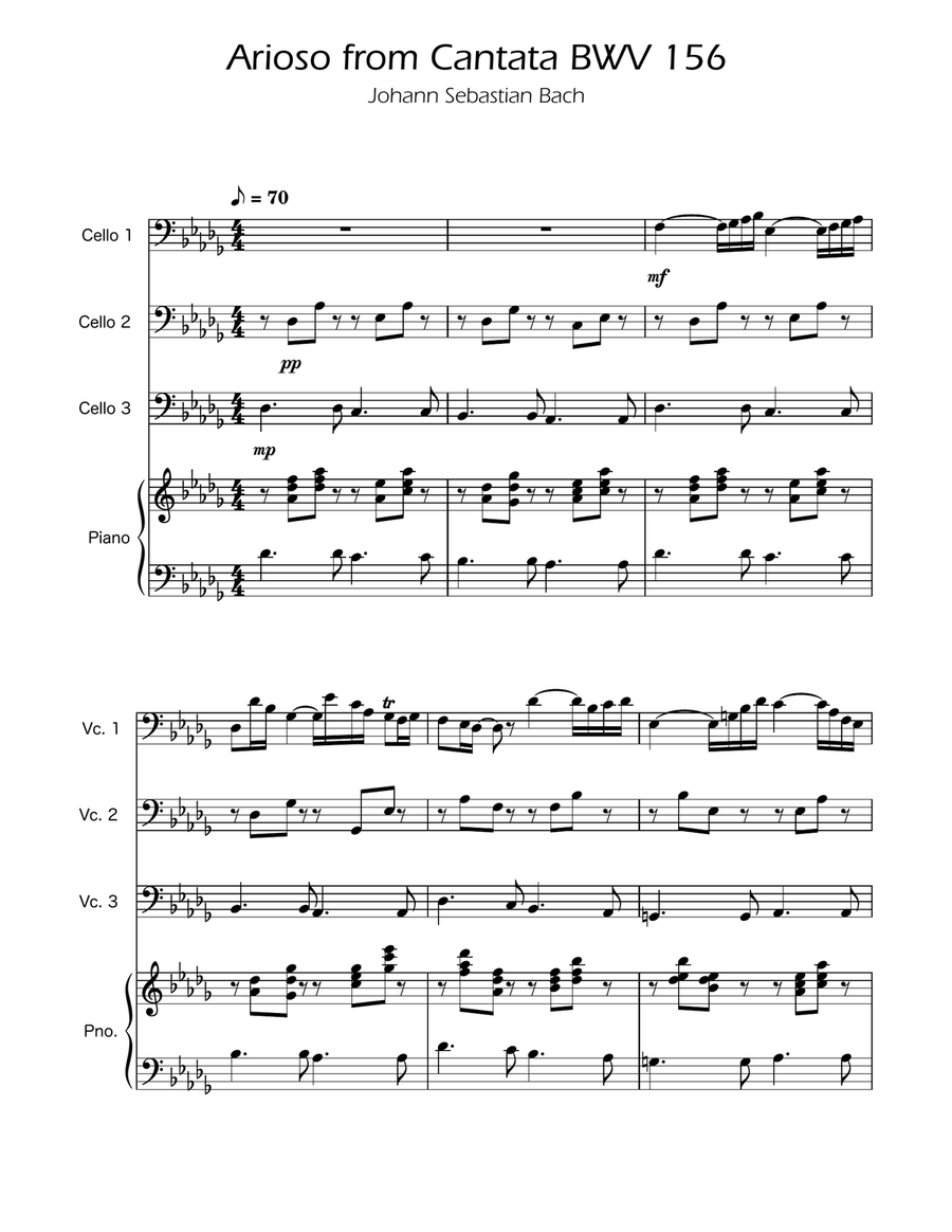 Arioso BWV 156 - Cello Trio w/Piano
