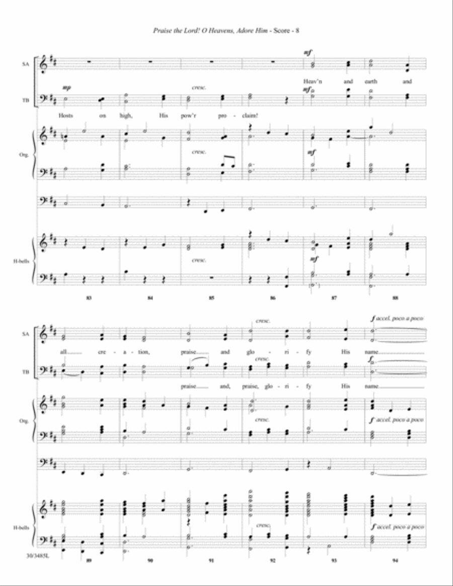 Praise the Lord! O Heavens, Adore Him - Reproducible Handbell Part 5-Octaves scores gallery preview page 10