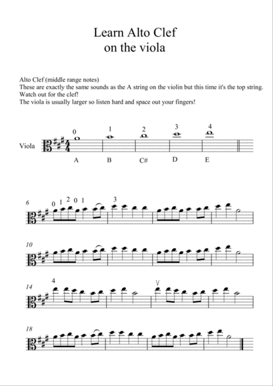 Learn the alto clef on the Viola Viola Solo scores gallery preview page 1