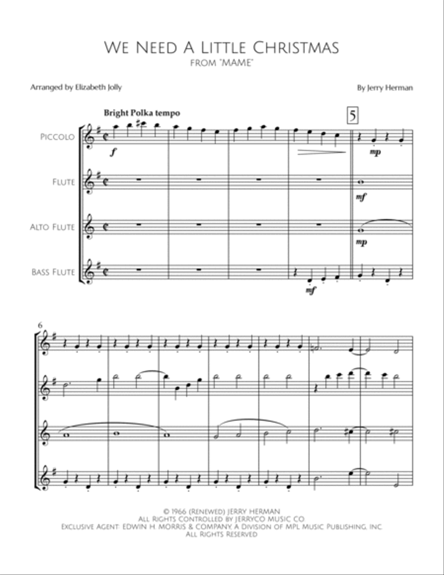 We Need A Little Christmas Woodwind Quartet scores gallery preview page 2