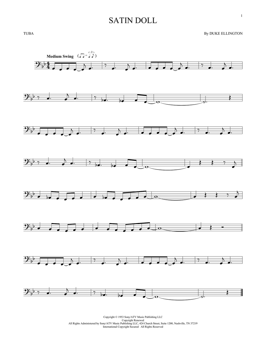 Satin Doll Tuba scores gallery preview page 1
