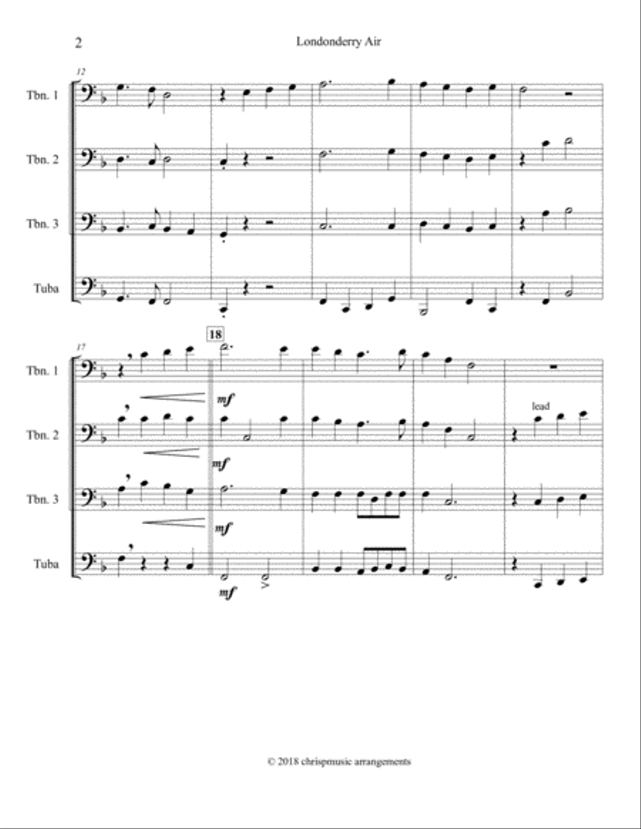 Londonderry Air (Danny Boy) - Trombone Quartet Trombone Quartet scores gallery preview page 3