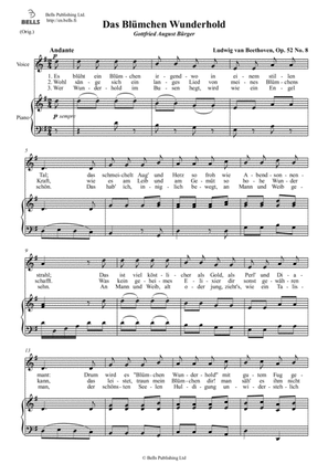 Das Blumchen Wunderhold, Op. 52 No. 8 (Original key. G Major)