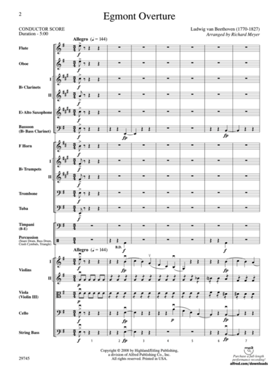 Egmont Overture (score only) Full Orchestra scores gallery preview page 2