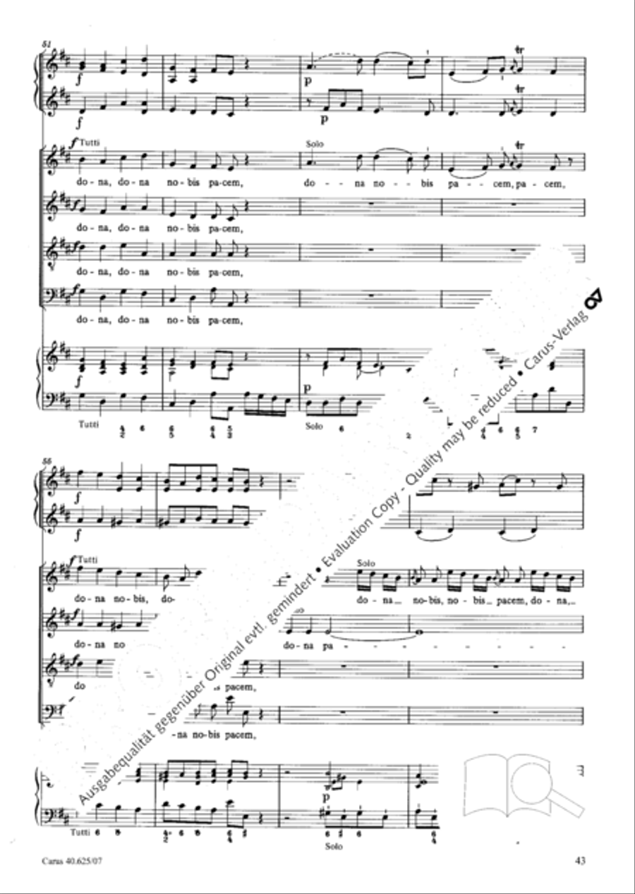Missa brevis in D Major, K. 194 4-Part scores gallery preview page 44