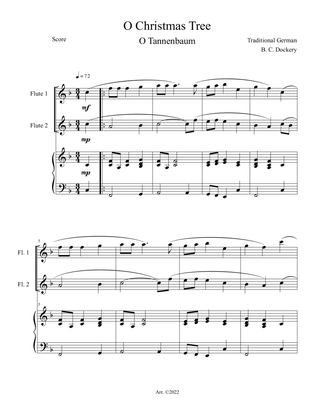 O Christmas Tree (O Tannenbaum) for Flute Duet with Piano Accompaniment